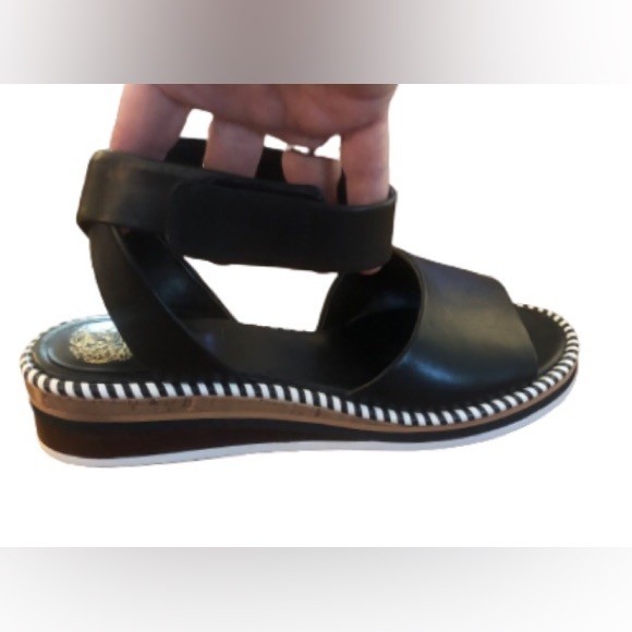 Vince Camuto Marieno black wide ankle strap leather espadrilles SZ 8.5 - Picture 9 of 11